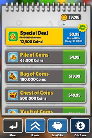 tabela de no coins subway surfers