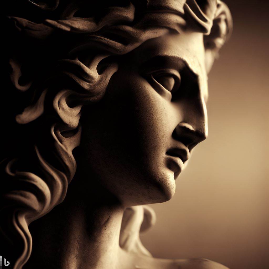 Estátua grega - imagem gerada pelo Criador de imagens IA Bing